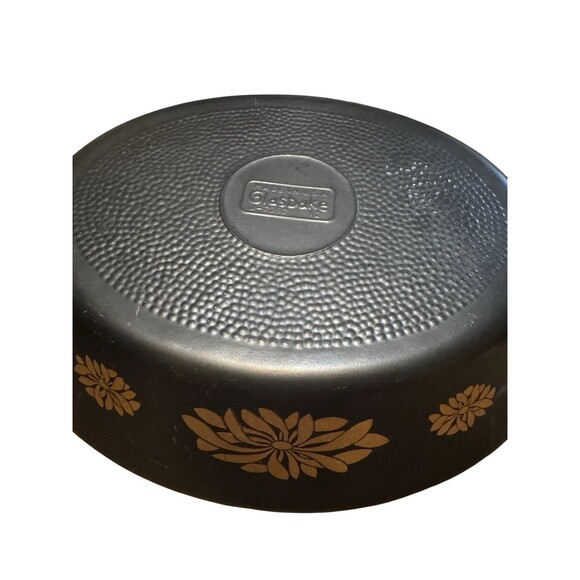 Vintage Glasbake Divided Casserole Dish Black and Gold Floral/Mid Century Rare - Picture 1 of 5